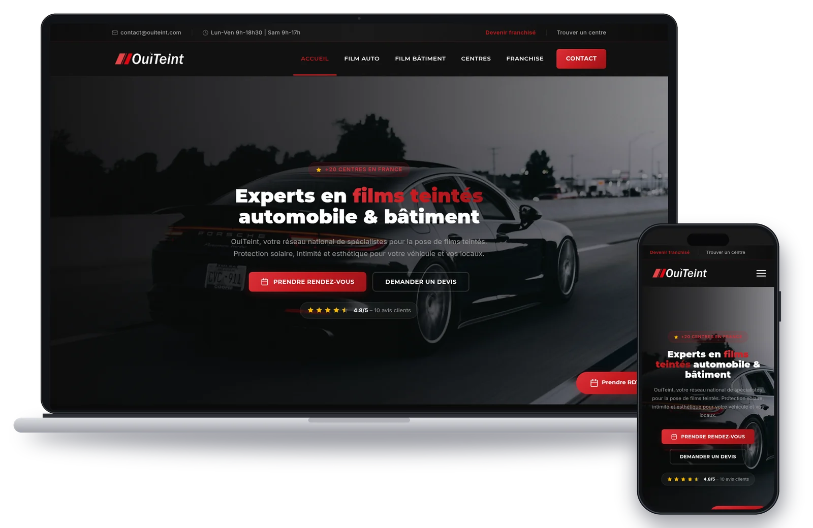 Site OuiTeint sur ordinateur et téléphone